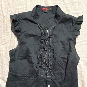 Black Ruffle Blouse